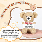 WELLBANEE Mothers Mom Day Gifts for Grandma, Bear Birthday Gifts for Grandma from Granddaughter Grandson Grandkids, Nana Gigi, I Love You Handmade Emotional Positive Crochet Bear Decor