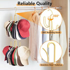 Hat Hangers for Closet, Stainless Steel Hat Organizer, Hat Racks for Baseball Caps, Cap Organizer for Baseball Caps, Gold, 1Pack