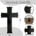 Black Wooden Cross Wall Decor, Religious Cross Gifts With Hook on Hanging Wall Or Table, Confirmation Cross Gift, Baptism Gifts, Rustic Home Church Room Crosses Décor, 10x6.5 IN