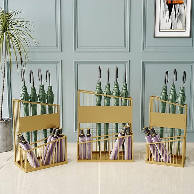 Large-Capacity Commercial Umbrella Stand Umbrella Holder for Hotel Offices - 2 Tier Metal Umbrella Stand, Entrance Umbrella Organizer