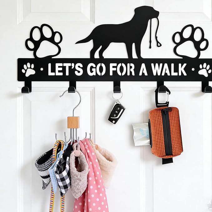 Dog Clothes Hangers Dog Scarf Organizer for Closet Dog Bandanas Holder Bib Hanger Harness Holder with 6 Hooks Space Saving Closet Organizers and Storage（2 Packs）