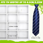 Wesiti Tie Box Organizer Wall Mounted Tie Rack with 16 Compartments Bamboo Belt Holder for Men Scarf Necktie Home Wall Closet(White Color,1 Piece)