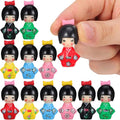 ABOOFAN 12pcs Japanese Kimono Dolls Traditional Kokeshi Dolls Ornaments Small Collectible Figurines for Office Bar Home Party Table Decoration