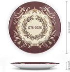 250th Anniversary Decorative Plates 8 Inch Vintage Patriotic Decorations Commemorative Plates with Stand Independence Day 4th of July Semiquincentennial Home & Office Decor