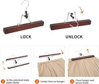 Amazon Basics Wooden Pants Hangers Closet Organizer, Cherry, 10-Pack