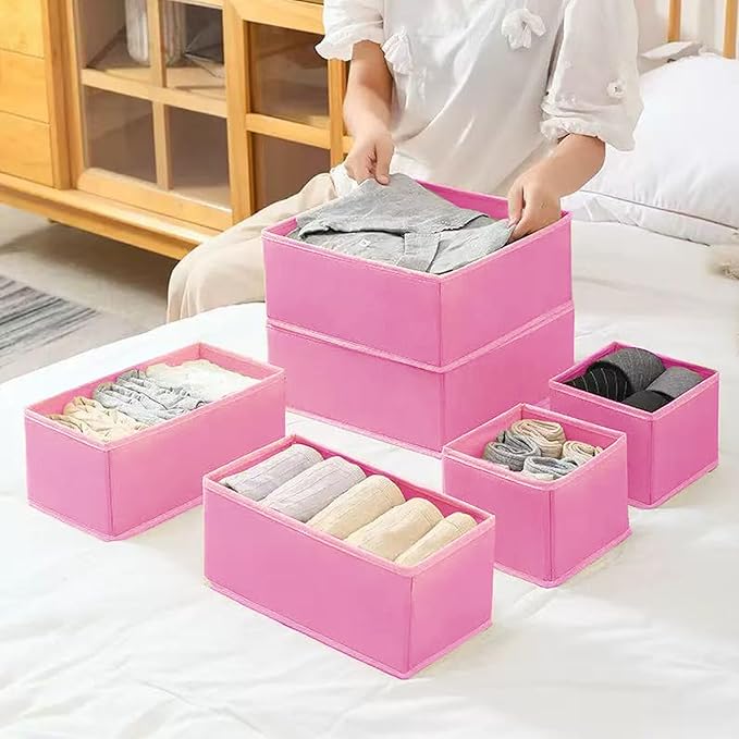 Drawer Organizer,12Pcs Dresser Drawer Organizers Foldable Closet Organization and Storage Dividers for Underwear, Sock, Baby Closet Organizer(Pink)