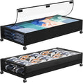 Under Bed Storage with Wheels,2 Pack Under Bed Storage Containers with Clear Lids,Under the bed storage Organizer Bins, Large Rolling Under Bed Metal Drawer for Clothes,Shoes,Blankets