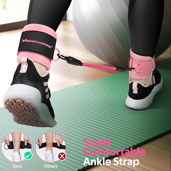 Ankle Resistance Bands with Cuffs, Ankle Bands for Working Out, Ankle Resistance Band for Legs and Glutes Workout Equipment, Butt Exercise Equipment for Women