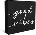 SRADMO Black and White Wood Box Sign Desk Decor, Inspirational Desk Decor Wooden Block Box Sign Decoration For Home Office Shelf Table, 8x8 Inches