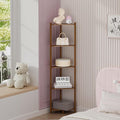 Wisuce Corner Shelf, 100% Real Bamboo Shower Corner Shelves Free Standing Shelf Storage Organizer for Bathroom Living Room Kitchen (Brown, 5 Tier)