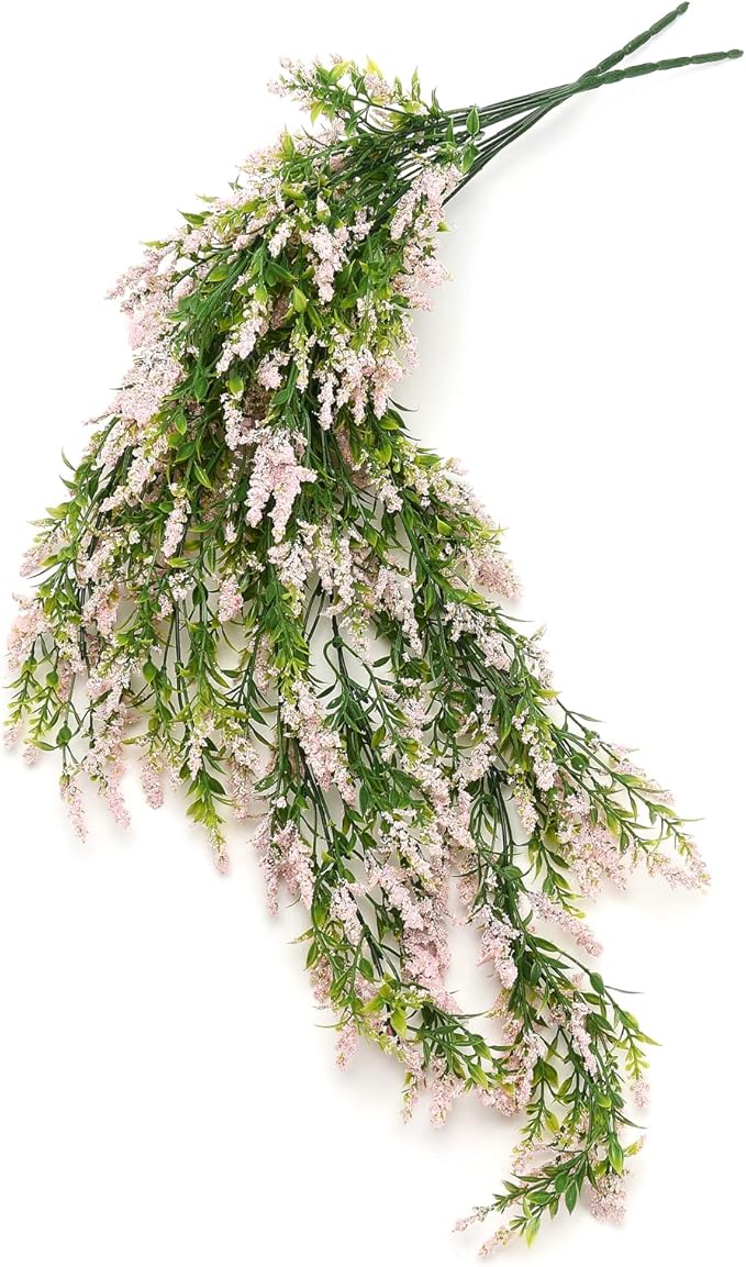 2 Pcs Artificial Lavender Teardrop Rattan, Spring Summer Front Door Hanging Floral Swags for Wall Basket Filler, Garden Home Easter Decoration-28.7in(Pink)