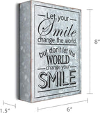Barnyard Designs Metal Box Sign Motivational Desk Decor, Inspirational Office Decorations for Women, Cute Bathroom or Shelf Décor (Smile)