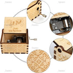 AUEAR, Over The Rainbow Wooden Music Box Hand Crank Laser Engraved Vintage Musical Small Unique Gift for Birthday Wedding Christmas Valentines Day (Style D)