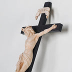 BC Catholic Crucifix Wall Cross, Elegant Modern Home Decor, Religious Gifts for House Warming, 16" H, Renaissance Sculpture Handmade by Buildclassic (Bone Beige)