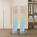 Scarf Organizer Stand, 10-Tier Freestanding Scarf Display Rack with Wheels, Metal Scarf Holder Belt Pants Hanger for Commercial Clothing Retail Store Home, 31.5" L x 15.75" W(Gold)