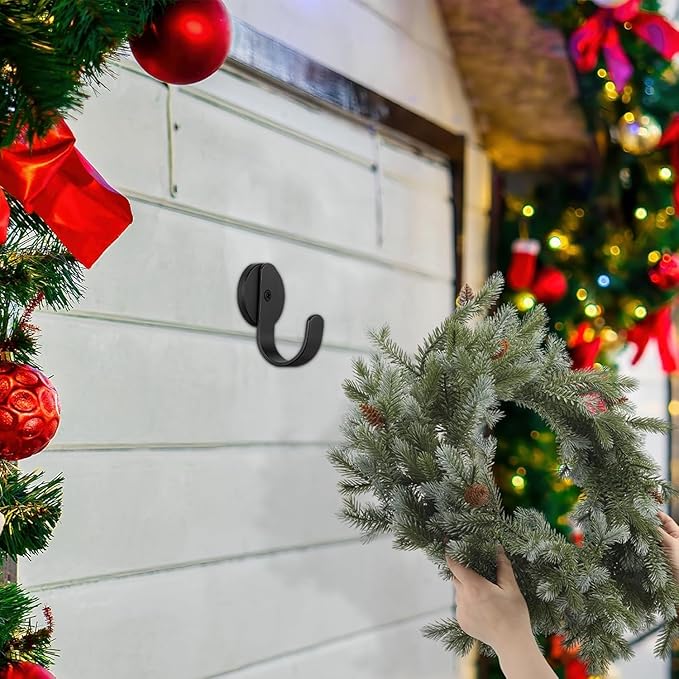 Linwnil Magnetic Wreath Hanger Wreath Holder Wreath Hanger Hook for Metal Front Door for Christmas Decorations (Black-4, 43mm)