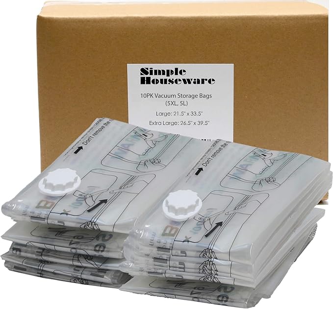 Simple Houseware 10 Vacuum Storage Bags to Space Saver for Bedding, Pillows, Towel, Blanket, Clothes Bags (5 x Extra Large, 5 x Large)