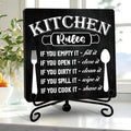 DETIHO Funny Kitchen Decor, Rustic Kitchen Decorations Wood Sign with Iron Stand, Black Wooden Box Sign for Home Dining Room - G05