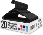 Utopia Home Plastic Hangers 20 Pack - Perfect Space Saving Clothes Hanger - Durable and Strong - Perfect Closet Organizers with Shoulder Grooves (Black)
