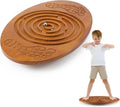 Wooden Balance Board with Maze Wobble Board with 2 Beads Rocker Balance Disk for Leg Workout, Exercise Training, Physical Therapy, Bodyweight Fitness, Skiing, Surfing, Skateboarding