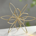 8" Gold Decorative Sphere, Metal Floral Tabletop Sculpture, Abstract Tabletop Decorative Ball for Home Metal Sphere Decor