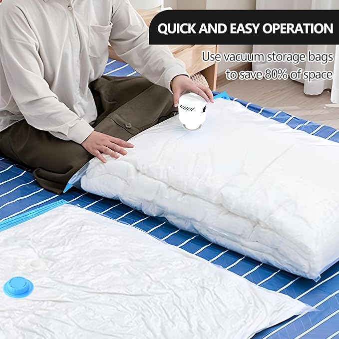 Electric Pump for Vacuum Storage Bags, Air Pump for Storage Bags,Portable Vacuum Pump for Various Vacuum Sealer Bags, Suitable for Common Vacuum Bags-White (No Storage Bags)