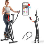 Sunny Health & Fitness Foldable Air Walk Elliptical, 30" inch Long Stride Full-Body Cardio Cross Trainer Glide Exercise for Home Office, SunnyFit App via Bluetooth with Optional Adjustable Resistance