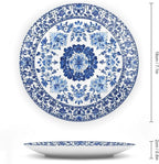 Blue Ceramic Decorative Plate, Chinese Style Decorative Dish with Stand, Blue and White Pottery Bone China Decorative Plates Art Porcelain Plate for Living Room Hallway Table Decor