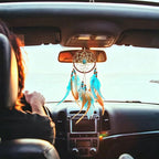Dream Catchers for Cars Rear View Mirror, Small Feather Dream Catcher Wall Hanging Car Deco Car Charm Ornament (1.1 Blue)
