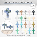 Nuenen 50 Pcs Cross Charm for Women Man Celebration Grad Decor Crystal Pocket Cross Necklace Natural Worry Stone Gift for Jewelry Making Craft Festival Decor(0.71 x 0.98 x 0.24 Inch,Fresh)