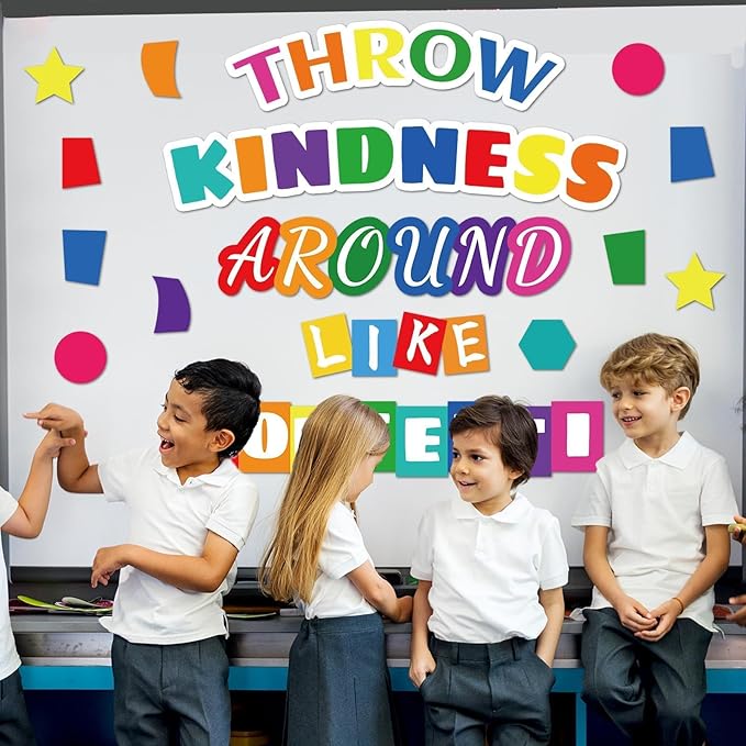 Classroom Bulletin Board Decoration Set Wall or Door Kindness Decor Colorful Confetti Classroom Decorations for Kindergarten PreSchool Elementary and Middle School(Throw Kindness Like Confetti)