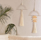 IOWER Boho Wall Decor Macrame Wall Hanging Bohemian Bedroom Wall Art Bathroom Decor Kitchen Tassel Home Wall Aesthetic Christmas Gifts 2 Pcs