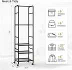 Small Clothes Rack with 3 Shelves, 72 Inches Tall Coat Garment Rack with Wheels, Display Clothing Racks for Hanging Clothes for Entryway, Hallway, Bedroom, Office, Living Room, Black