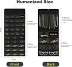 Hanging Jewelry Organizer with Multi-size pockets Double-Sided Jewelry Holder for Earrings, Necklaces, Rings on Closet, Wall, Door,Jewelry Organizer Hanging for Closet, Black