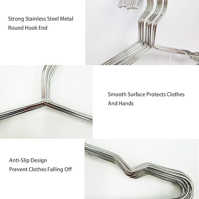 Wire Hangers 10 Pack Clothes Hangers Heavy Duty Metal Coat Hanger Stainless Steel Thin Hangers 16.5 inch