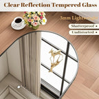 Dewfig Arched Full Length Mirror, 64"x20" Gold Mirror with Stand, Full Body Mirrors for Leaning Against or Wall Mounted, Large Floor Mirrors for Bedroom, Living Room, Black