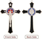 TALPGOD 7 Inch St Benedict Crucifix Black,Crucifix Wall Cross for Catholic Decor,Jesus Christ Hanging Cross Wall Art Decor,Escapularios Catolicos,Saint Benedict Medal for Home Decoration