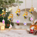 5Pcs Hanging Ornaments, Mini Crystal Prism Gold Metal Bee Xmas Tree Decorations, Crystal Suncatchers Hanging Ornament for Wedding Party Home Decor