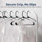 SereneLife 50 Pack Plastic Hangers, Non-Slip, Space-Saving Closet Organizers, Durable and Strong for Shirts, Sweaters, Hoodies, Kids Clothes & Dresses, Ultra-Thin, Lightweight