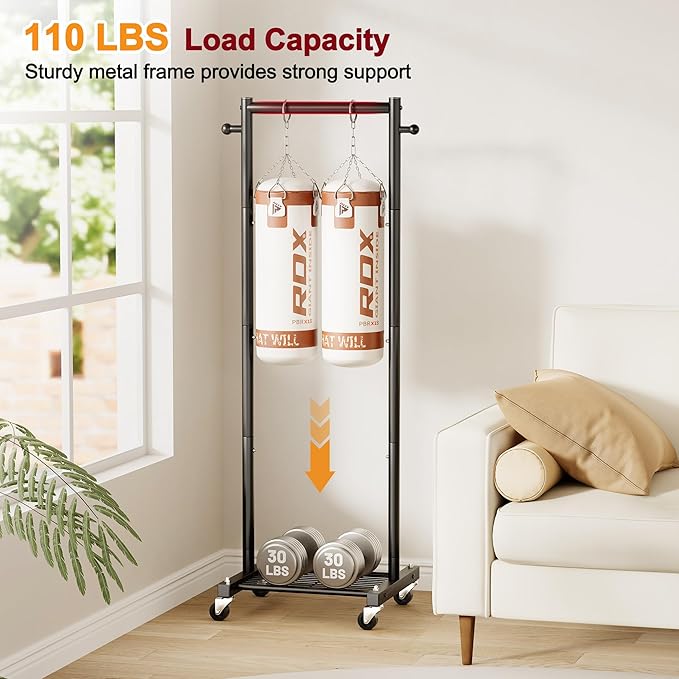 SLEEPING LAMB Small Clothes Racks for Hanging Clothes, Rolling Clothing Rack with Shelves, 60" Metal Garment Rack with Wheels Portable Wardrobe Rack for Small Space, Black