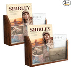 Wall Magazine Holder – Wooden Wall Mounted Magazine Rack, Clear Acrylic Panel – Magazine, Book, Home Office File Organizer – Vinyl Record Holder – Rustic Brown (2 Pack)