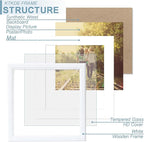 KTKDE 12x12 Picture Frame Real Glass, Display Pictures 8x8 with Mat or 12x12 Without Mat, Modern Style Wood Composite Frame,Gallery Wall Frame Wooden White ，best gift