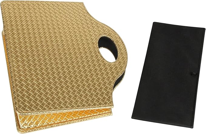 HofferRuffer Magazine Basket Holder, Foldable Magazine Rack, Document File Holder Organizer, File Folder, Newspaper Storage Bin Organizer for Home or Office (Gold)