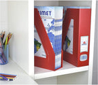 Acrimet Magazine File Holder Bin Storage, Vertical Rack for Documents, Folders and Mail, Durable Plastic Desk Organizer for Office & Home (Solid Red Color) (2 Pack)