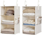 StorageWorks 6-Shelf Closet Organizers, Two 3-Shelf Separable Hanging Shelves for Closet, 12" D x 12" W x 48 ¼"H, Mixing of Beige, White & Ivory