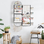 Keebofly Wall Mount Hanging Jewelry Organizer - Large Display Holder for Earrings, Rings, Necklaces, Bracelets, Watches and Perfume - White
