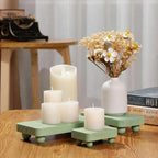 Maitys 3 Pcs Wooden Risers for Display Pedestal Stand Wooden for Decor Farmhouse Vintage Rustic Stackable Kitchen Stand Tray Riser, 3 Sizes(8 x 4.3, 6 x 3.5, 4 x 2.8 in,Green)