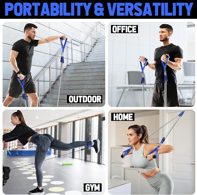 WALITO Resistance Bands Set - Exercise Bands with Handles, Door Anchor, Legs Ankle Straps, for Heavy Resistance Training, Physical Therapy, Muscle Training, Yoga, Home Workouts, Gym