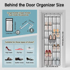 28 Compartment Over the Door Shoe Organizer, Breathable Mesh Large Shoe Rack for Closet Storage, Space Saving Hanging Shoe Holder with Reinforced Hooks (Fits Men & Women,White-01)