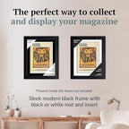 Creative Picture Frames 5.5 x 8.5 Magazine Theatre Show Frame with Full-Strength Glass, Holds Up To A 1/4" Thick Media with Installed Hangers for Easy Mounting, 8x10 Black Frame with Black Mat